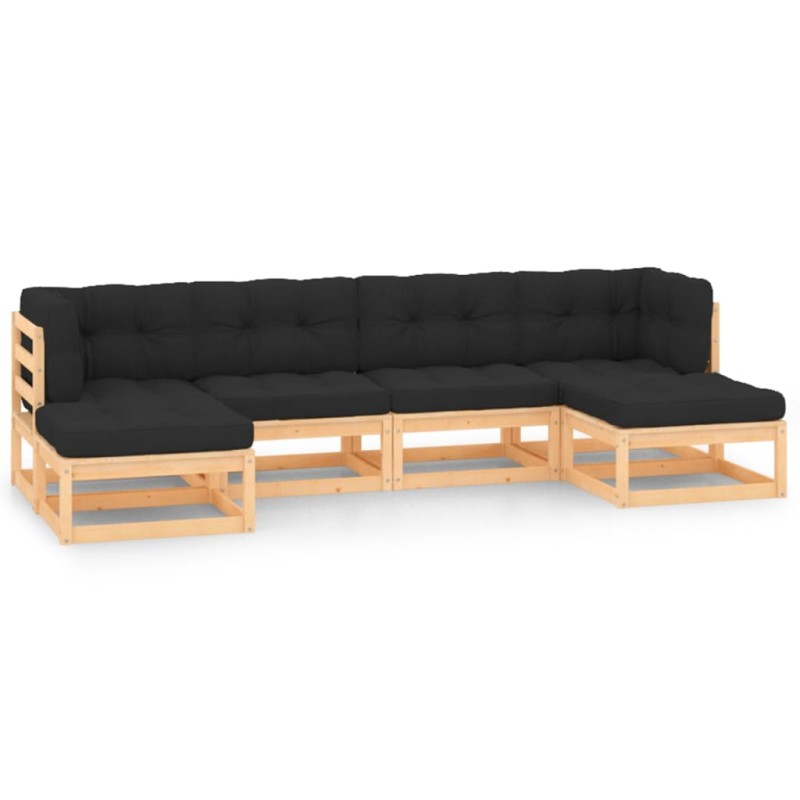 vidaXL Set Salotto Giardino 6 pz Cuscini Antracite Legno Massello Pino vidaXL Set Salotto Giardino 6 pz Cuscini Antracite Legno Massello Pino