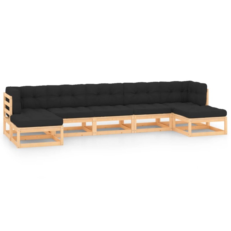 vidaXL Set Salotto Giardino 7 pz Cuscini Antracite Legno Massello Pino vidaXL Set Salotto Giardino 7 pz Cuscini Antracite Legno Massello Pino