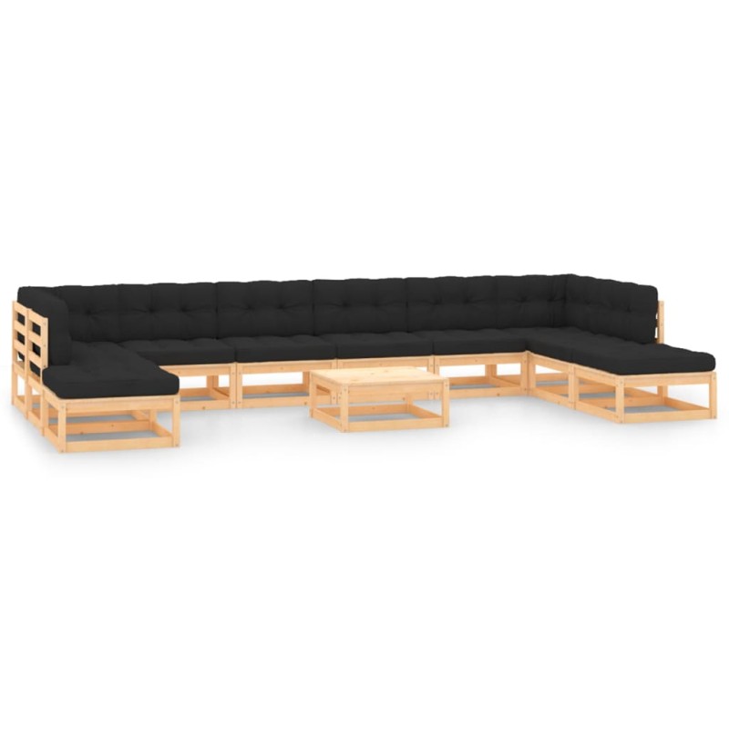 vidaXL Set Salotto Giardino 11pz Cuscini Antracite Legno Massello Pino vidaXL Set Salotto Giardino 11pz Cuscini Antracite Legno Massello Pino