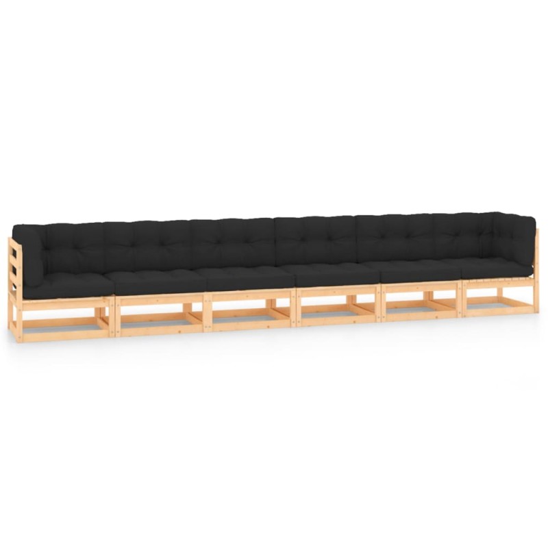 vidaXL Set Salotto Giardino 6 pz Cuscini Antracite Legno Massello Pino vidaXL Set Salotto Giardino 6 pz Cuscini Antracite Legno Massello Pino