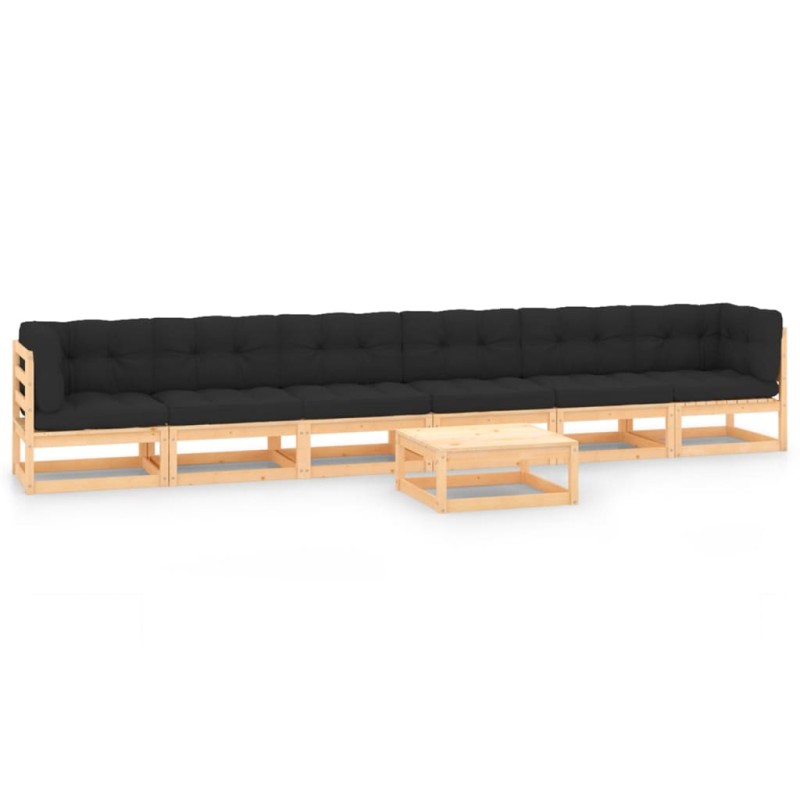 vidaXL Set Salotto Giardino 7 pz Cuscini Antracite Legno Massello Pino vidaXL Set Salotto Giardino 7 pz Cuscini Antracite Legno Massello Pino