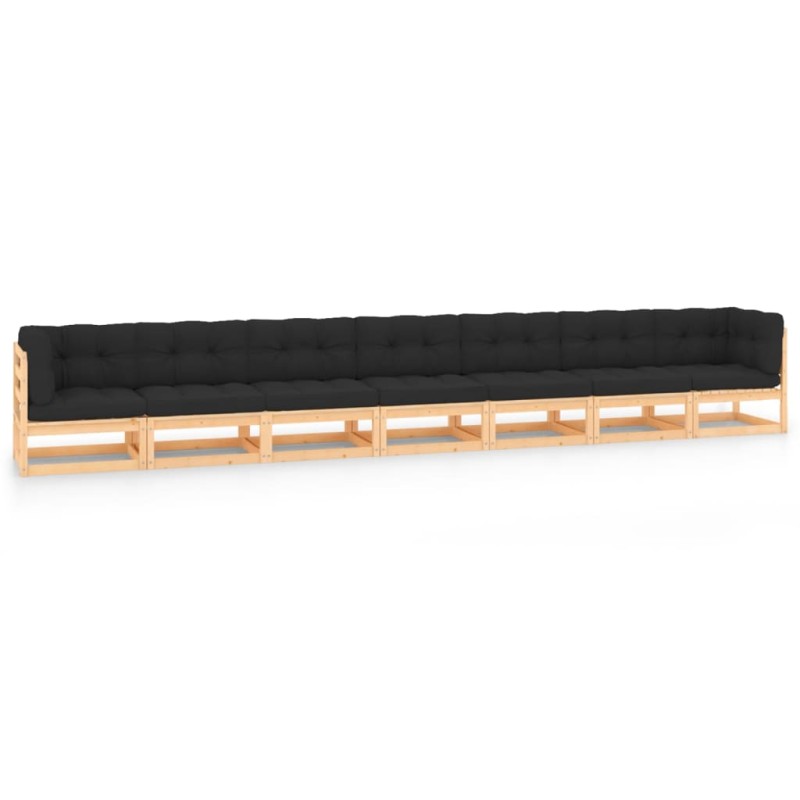 vidaXL Set Salotto Giardino 7 pz Cuscini Antracite Legno Massello Pino vidaXL Set Salotto Giardino 7 pz Cuscini Antracite Legno Massello Pino