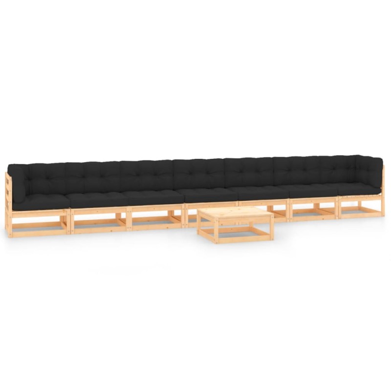 vidaXL Set Salotto Giardino 8 pz Cuscini Antracite Legno Massello Pino vidaXL Set Salotto Giardino 8 pz Cuscini Antracite Legno Massello Pino