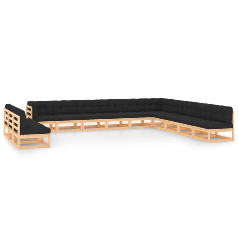 vidaXL Set Salotto Giardino 13pz Cuscini Antracite Legno Massello Pino vidaXL Set Salotto Giardino 13pz Cuscini Antracite Legno Massello Pino