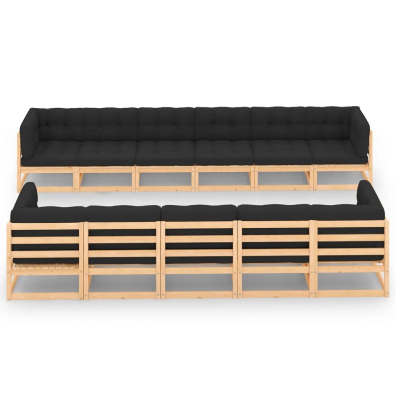 vidaXL Set Salotto Giardino 11pz Cuscini Antracite Legno Massello Pino vidaXL Set Salotto Giardino 11pz Cuscini Antracite Legno Massello Pino