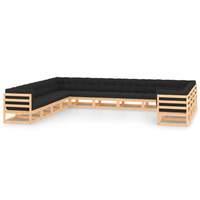 vidaXL Set Salotto Giardino 13pz Cuscini Antracite Legno Massello Pino vidaXL Set Salotto Giardino 13pz Cuscini Antracite Legno Massello Pino