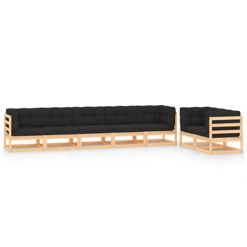 vidaXL Set Salotto Giardino 7 pz Cuscini Antracite Legno Massello Pino vidaXL Set Salotto Giardino 7 pz Cuscini Antracite Legno Massello Pino