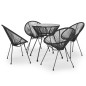 vidaXL Set da Pranzo per Giardino 5 pz Nero