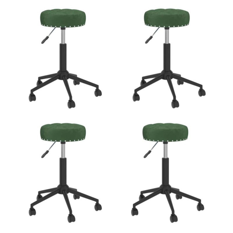 vidaXL Sedie da Pranzo Girevoli 4 pz Verde Scuro in Velluto vidaXL Sedie da Pranzo Girevoli 4 pz Verde Scuro in Velluto