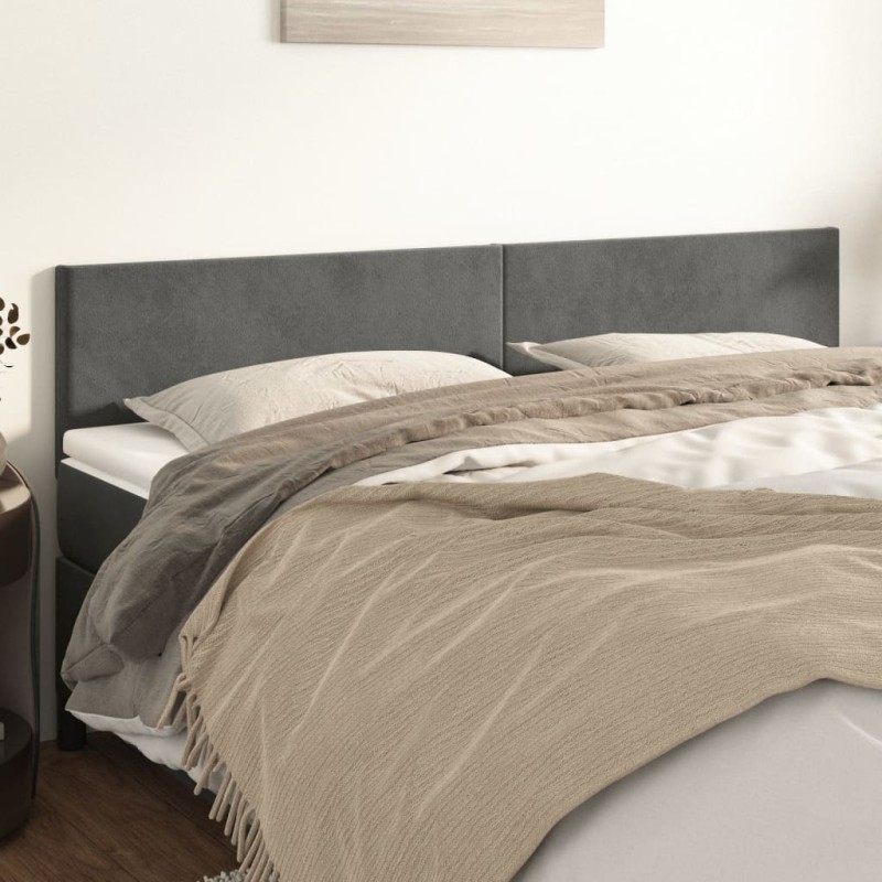 Testiere 2 pz Grigio Scuro 100x5x78/88 cm in Velluto Testiere 2 pz Grigio Scuro 100x5x78/88 cm in Velluto
