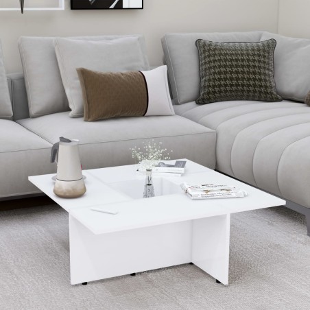 Tavolino da Salotto Bianco 79,5x79,5x30 cm in Legno Multistrato
