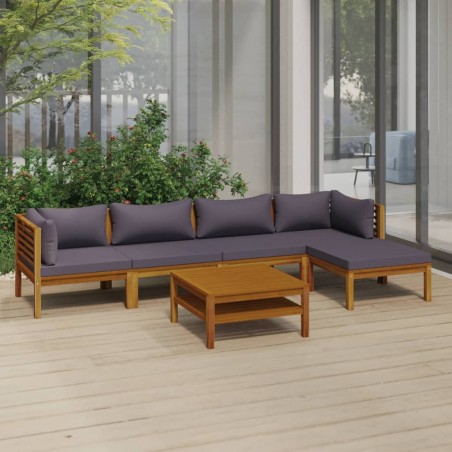 vidaXL Set Divani da Giardino 6 pz con Cuscini in Massello di Acacia
