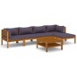 vidaXL Set Divani da Giardino 6 pz con Cuscini in Massello di Acacia