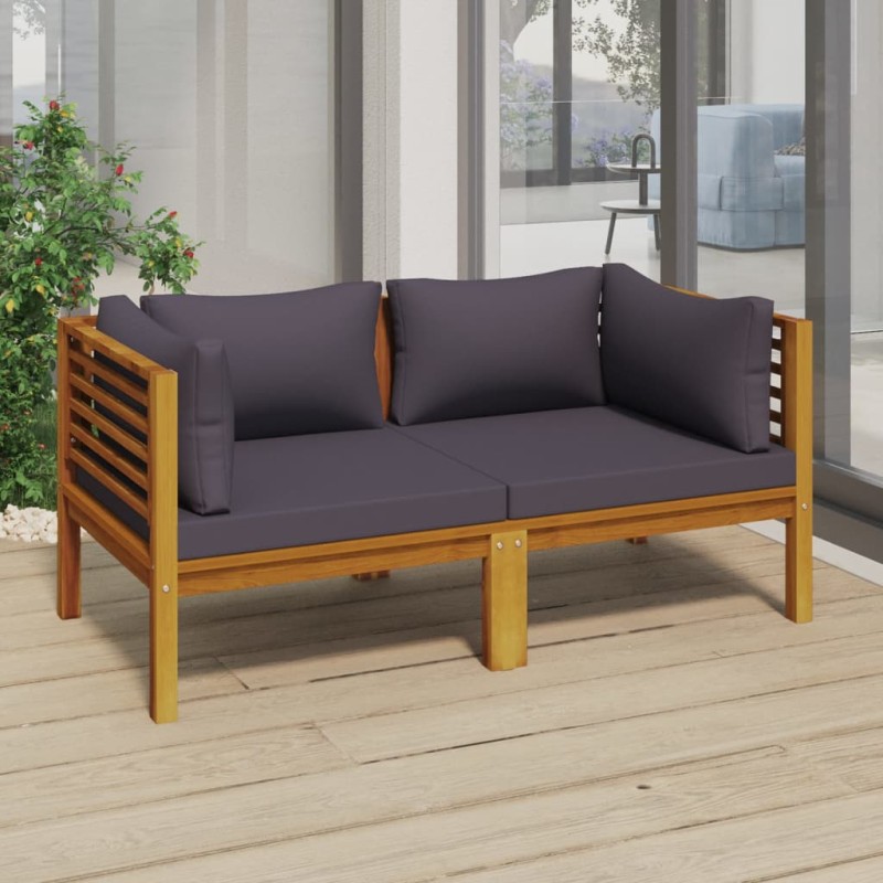vidaXL Divano da Giardino 2 Posti con Cuscino Legno Massello di Acacia vidaXL Divano da Giardino 2 Posti con Cuscino Legno Massello di Acacia