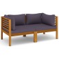 vidaXL Divano da Giardino 2 Posti con Cuscino Legno Massello di Acacia vidaXL Divano da Giardino 2 Posti con Cuscino Legno Massello di Acacia