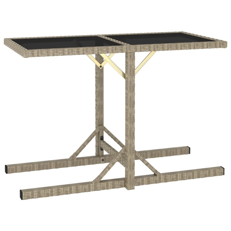 vidaXL Tavolo da Giardino Beige 110x53x72 cm in Vetro e Polyrattan vidaXL Tavolo da Giardino Beige 110x53x72 cm in Vetro e Polyrattan