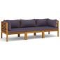 vidaXL Divano da Giardino 3 Posti con Cuscino Legno Massello di Acacia vidaXL Divano da Giardino 3 Posti con Cuscino Legno Massello di Acacia