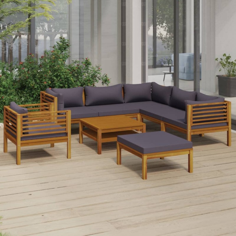 vidaXL Set Divani da Giardino 8 pz con Cuscini in Massello di Acacia vidaXL Set Divani da Giardino 8 pz con Cuscini in Massello di Acacia