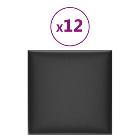 vidaXL Pannelli Murali 12 pz Neri 30x30 cm Similpelle 1,08 m²