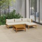 vidaXL Set Divani da Giardino 5 pz con Cuscini Crema in Legno Acacia vidaXL Set Divani da Giardino 5 pz con Cuscini Crema in Legno Acacia