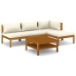 vidaXL Set Divani da Giardino 5 pz con Cuscini Crema in Legno Acacia vidaXL Set Divani da Giardino 5 pz con Cuscini Crema in Legno Acacia