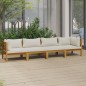 vidaXL Divano da Giardino a 4 Posti con Cuscino Crema Massello Acacia vidaXL Divano da Giardino a 4 Posti con Cuscino Crema Massello Acacia