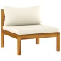 vidaXL Divano da Giardino a 4 Posti con Cuscino Crema Massello Acacia vidaXL Divano da Giardino a 4 Posti con Cuscino Crema Massello Acacia