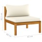 vidaXL Divano da Giardino a 4 Posti con Cuscino Crema Massello Acacia vidaXL Divano da Giardino a 4 Posti con Cuscino Crema Massello Acacia
