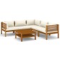 vidaXL Set Divani da Giardino 6 pz con Cuscini Crema in Legno Acacia vidaXL Set Divani da Giardino 6 pz con Cuscini Crema in Legno Acacia