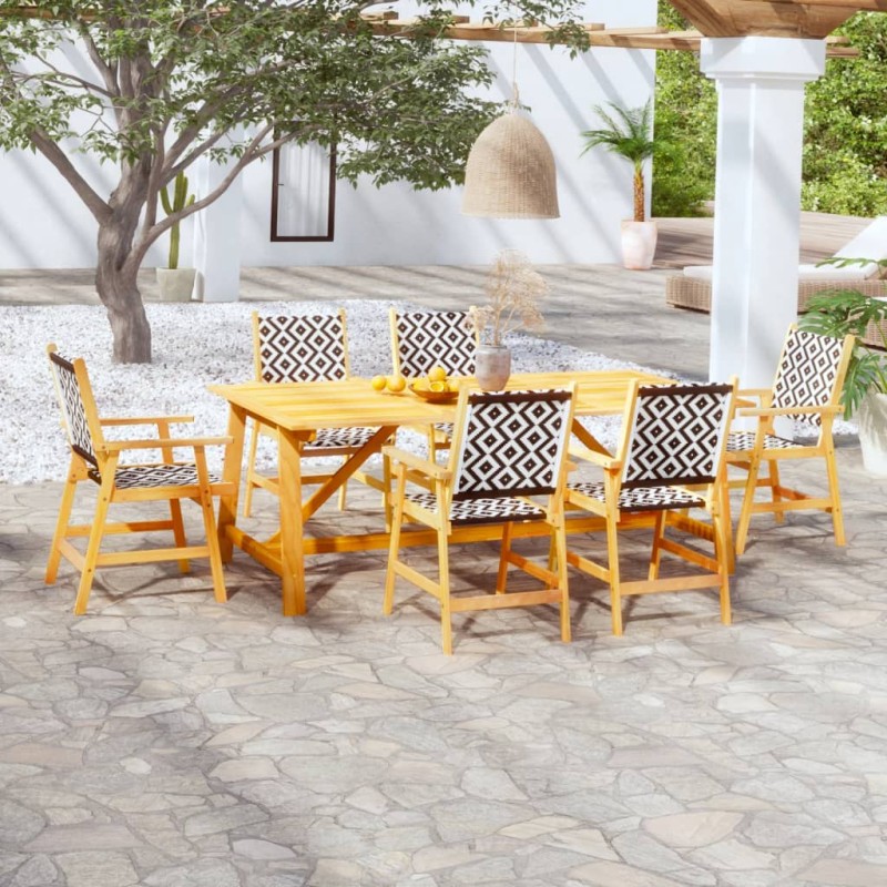 vidaXL Set Mobili da Pranzo per Giardino 7 pz Legno Massello di Acacia vidaXL Set Mobili da Pranzo per Giardino 7 pz Legno Massello di Acacia