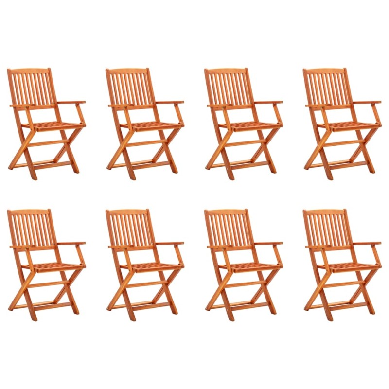vidaXL Sedie da Giardino Pieghevoli 8pz in Legno Massello di Eucalipto vidaXL Sedie da Giardino Pieghevoli 8pz in Legno Massello di Eucalipto