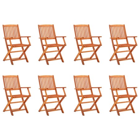 vidaXL Sedie da Giardino Pieghevoli 8pz in Legno Massello di Eucalipto
