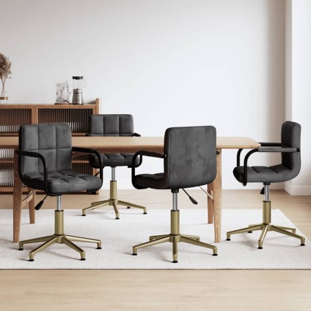 vidaXL Sedie da Pranzo Girevoli 4 pz Grigio Scuro in Velluto