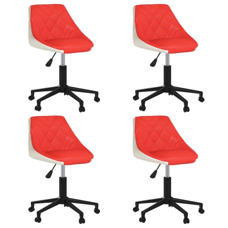 vidaXL Sedie da Pranzo Girevoli 4 pz Rosso e Bianco in Similpelle vidaXL Sedie da Pranzo Girevoli 4 pz Rosso e Bianco in Similpelle