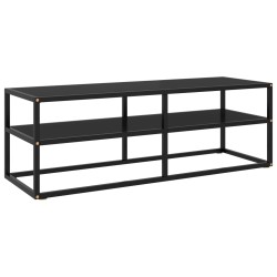 vidaXL Mobile Porta TV Nero con Vetro Nero 120x40x40 cm 
