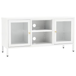 vidaXL Mobile TV Bianco 105x35x52 cm in Acciaio e Vetro