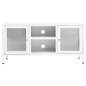 vidaXL Mobile TV Bianco 105x35x52 cm in Acciaio e Vetro vidaXL Mobile TV Bianco 105x35x52 cm in Acciaio e Vetro