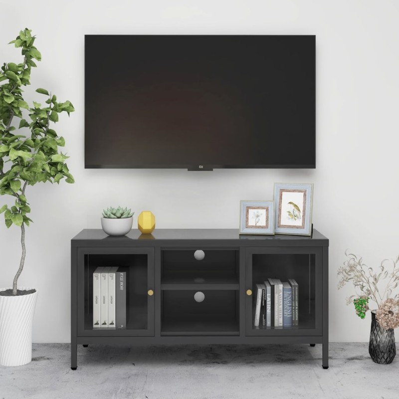 vidaXL Mobile TV Antracite 105x35x52 cm in Acciaio e Vetro vidaXL Mobile TV Antracite 105x35x52 cm in Acciaio e Vetro