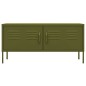 vidaXL Mobile TV Verde Oliva 105x35x50 cm in Acciaio vidaXL Mobile TV Verde Oliva 105x35x50 cm in Acciaio