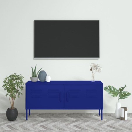 vidaXL Mobile TV Blu Marino 105x35x50 cm in Acciaio