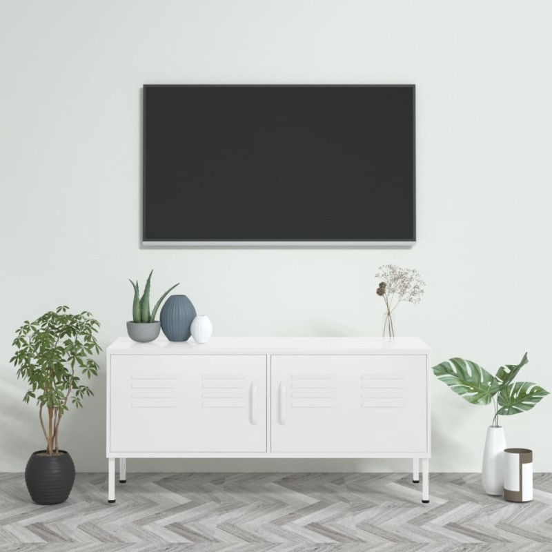 vidaXL Mobile TV Bianco 105x35x50 cm in Acciaio vidaXL Mobile TV Bianco 105x35x50 cm in Acciaio