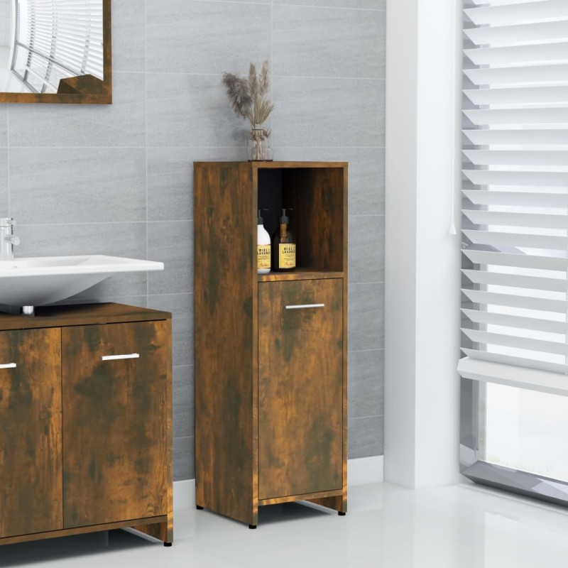 Armadietto Bagno Rovere Fumo 30x30x95 cm in Legno Multistrato Armadietto Bagno Rovere Fumo 30x30x95 cm in Legno Multistrato