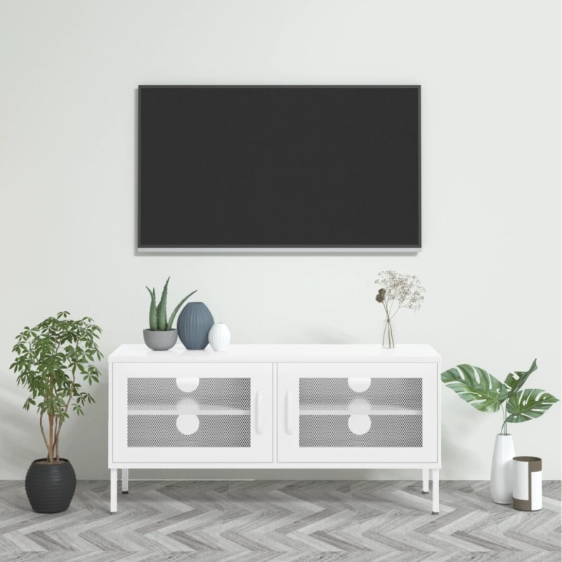 vidaXL Mobile TV Bianco 105x35x50 cm in Acciaio vidaXL Mobile TV Bianco 105x35x50 cm in Acciaio