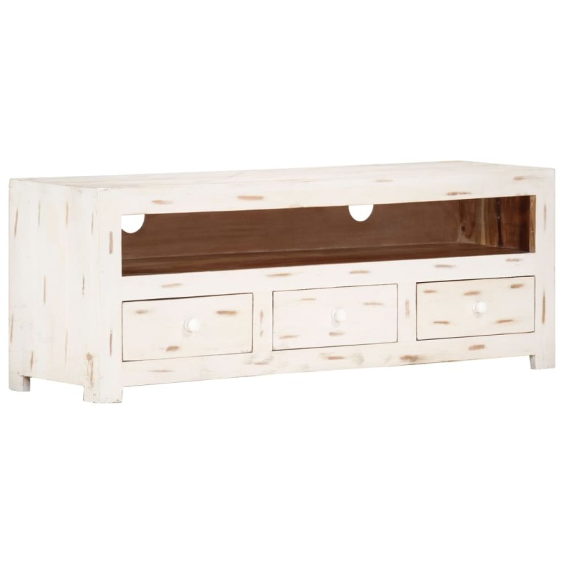 vidaXL Mobile TV in Legno Massello di Acacia 110x30x40 cm Bianco vidaXL Mobile TV in Legno Massello di Acacia 110x30x40 cm Bianco