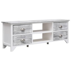 vidaXL Mobile Porta TV Bianco e Grigio 108x30x40 cm Legno di Paulownia