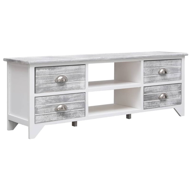 vidaXL Mobile Porta TV Bianco e Grigio 108x30x40 cm Legno di Paulownia vidaXL Mobile Porta TV Bianco e Grigio 108x30x40 cm Legno di Paulownia