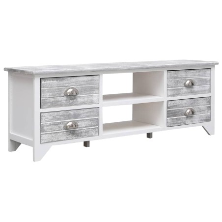 vidaXL Mobile Porta TV Bianco e Grigio 108x30x40 cm Legno di Paulownia