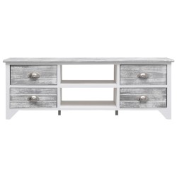 vidaXL Mobile Porta TV Bianco e Grigio 108x30x40 cm Legno di Paulownia