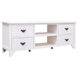 vidaXL Mobile Porta TV Bianco Anticato 108x30x40 cm Legno di Paulownia