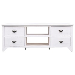 vidaXL Mobile Porta TV Bianco Anticato 108x30x40 cm Legno di Paulownia